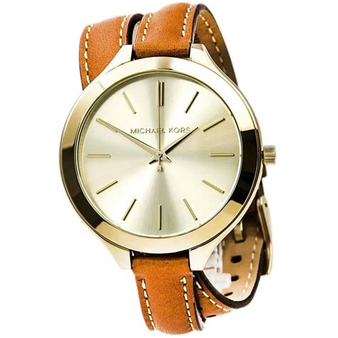 Women's Michael Kors Slim Runway Leather Strap Watch MK2256